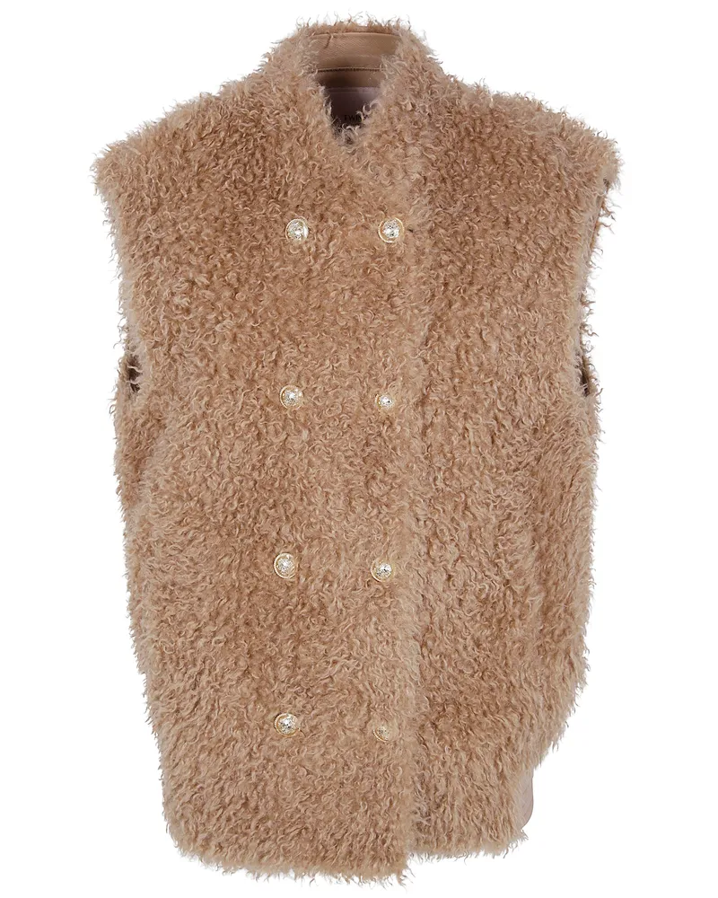 Twin-Set Gilet Faux Fur "Tobacco Brown Brown