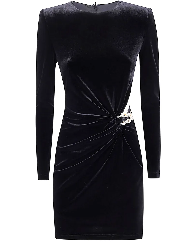 Self-Portrait Velvet Embellished Mini Dress Black