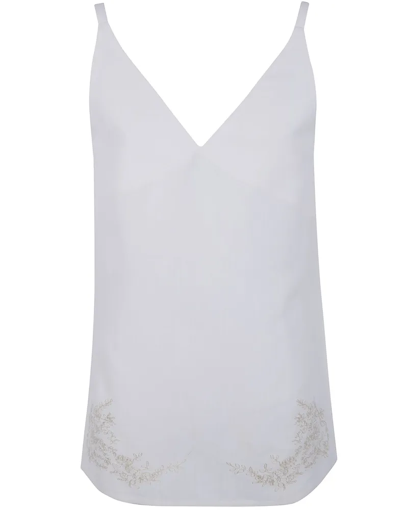 Semicouture Embroidered Linen Top White