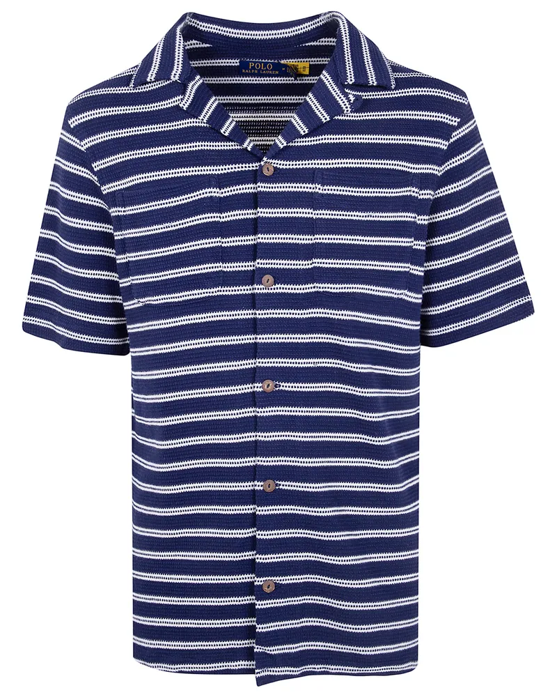 Ralph Lauren Short Sleeves Bowling Stripes Shirt Blue