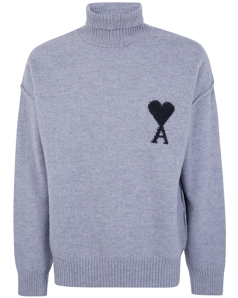 AMI Paris Sweater Funnel Neck "Quota Ami De Coeur Gray