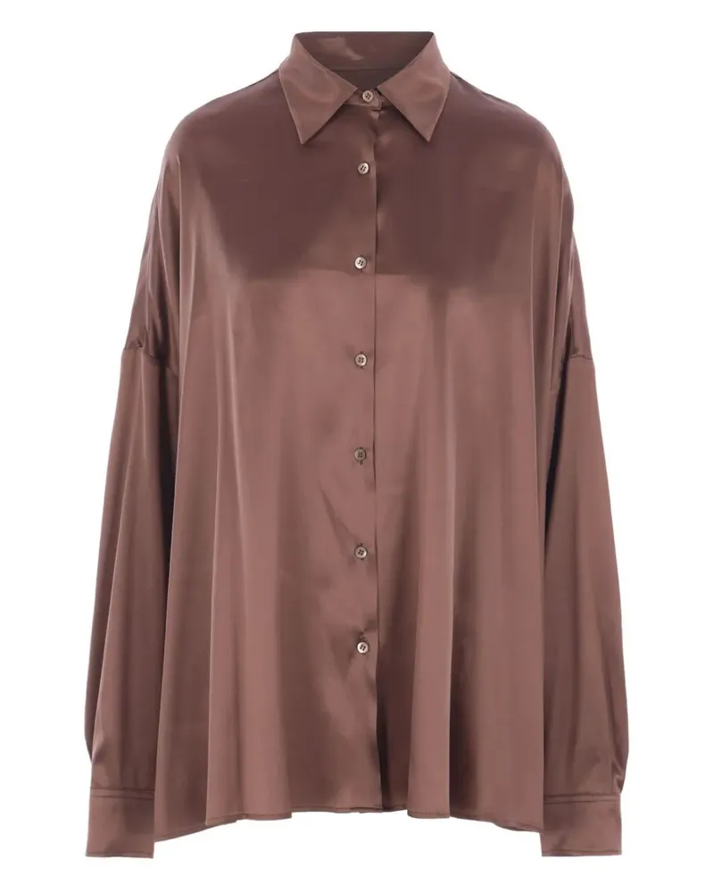 Dries van Noten Casia 2032" Strech Satin Shirt Brown