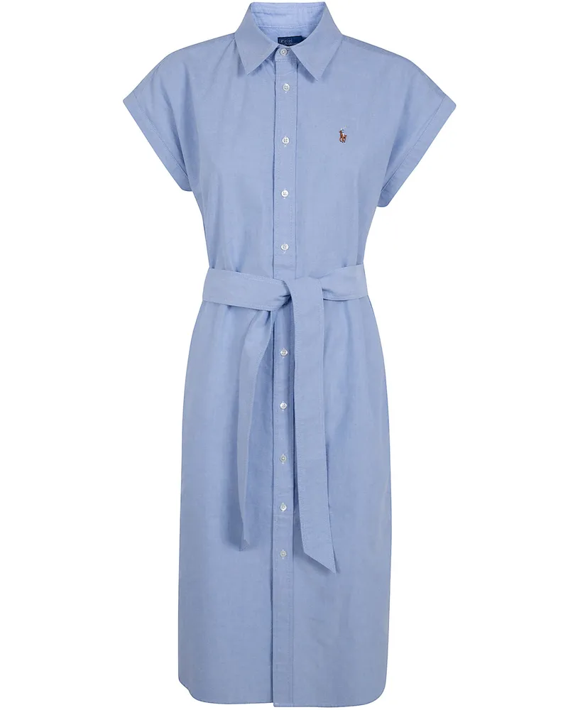 Ralph Lauren Woven Short Sleeves Mini Shirt Dress Blue