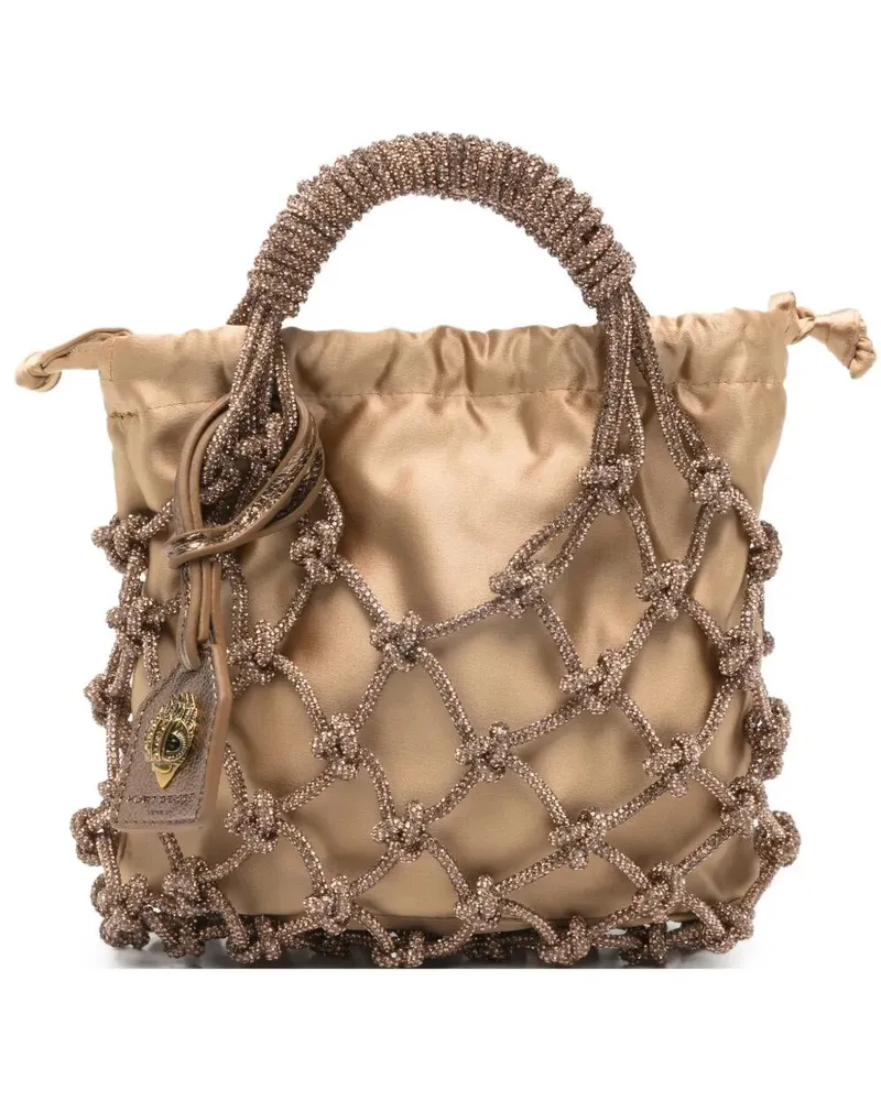 Kurt Geiger Small Macrame "Party" Crystal Bag Brown