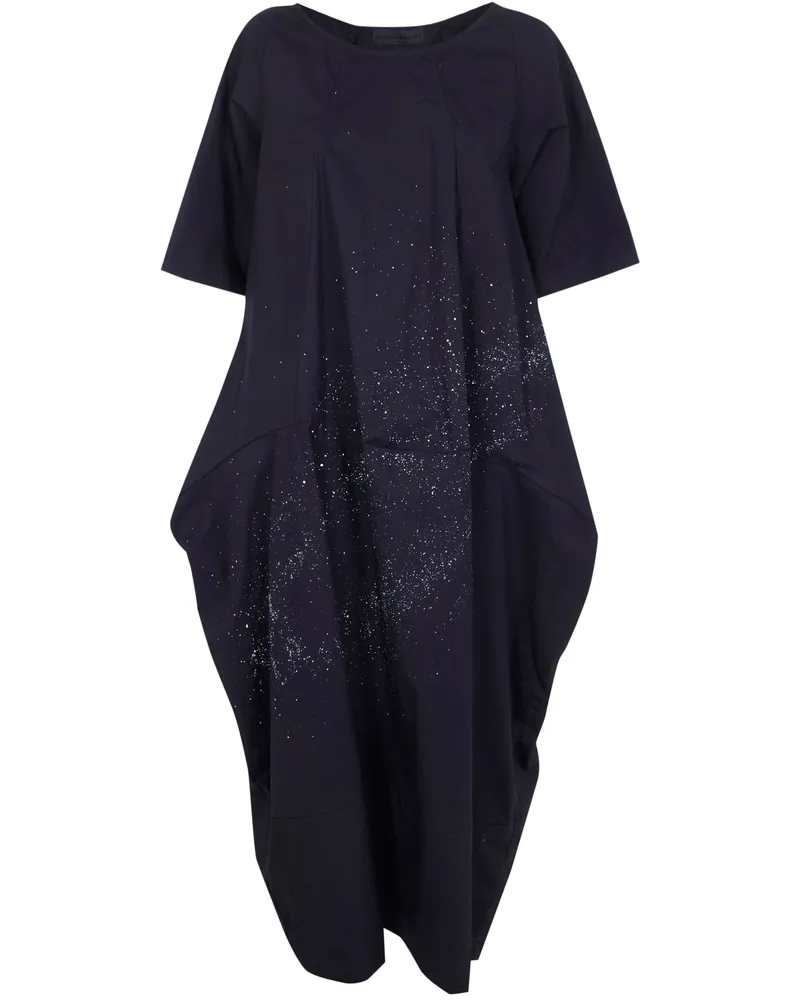 Maria Calderara Crinkled Cotton Long Dress Black