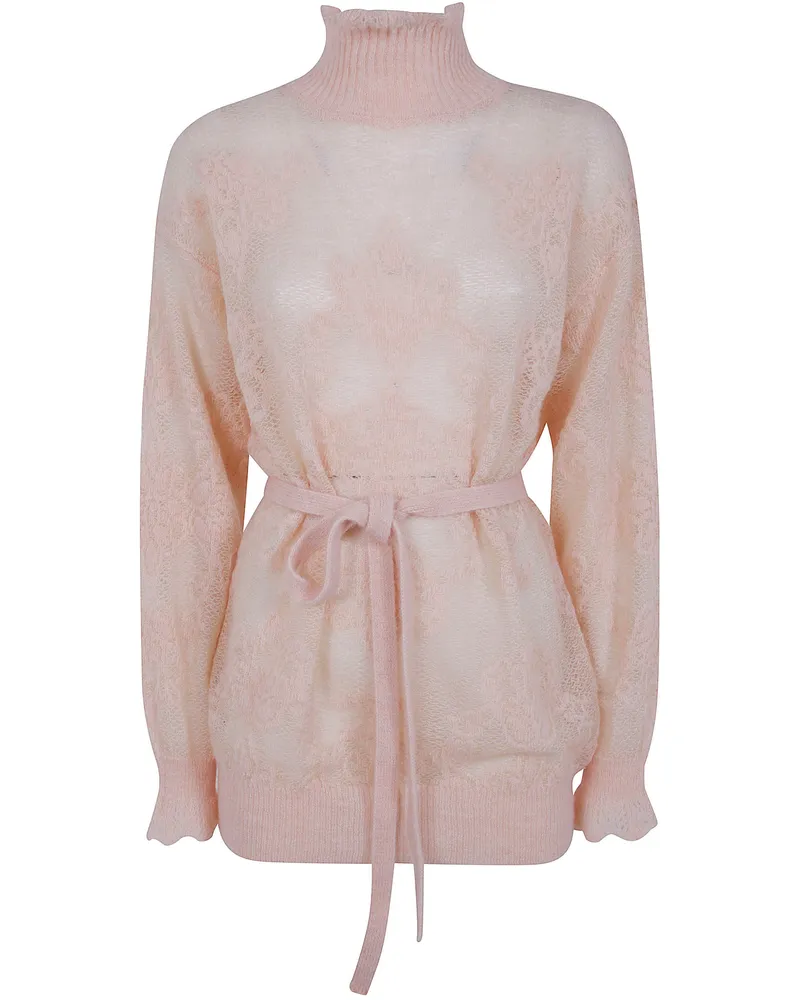 Twin-Set Sweater Belted "Laced Pink