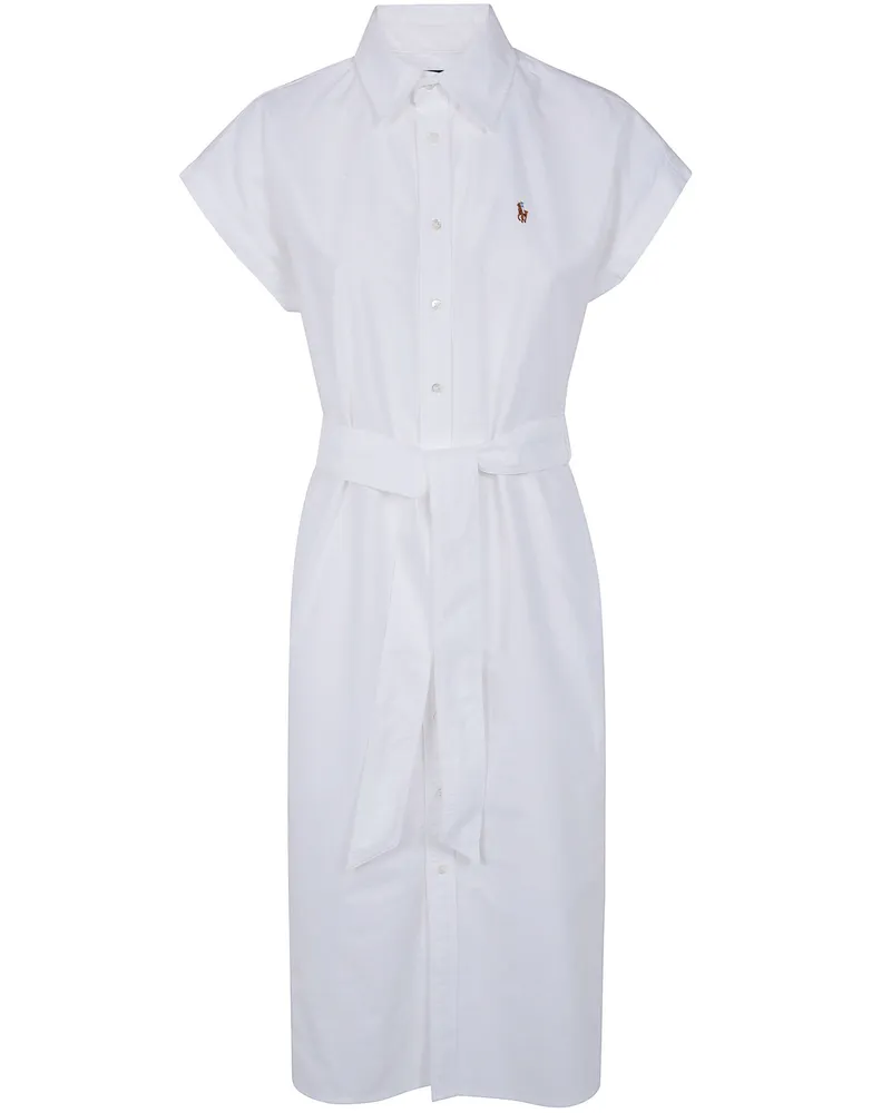 Ralph Lauren Woven Short Sleeves Mini Shirt Dress White