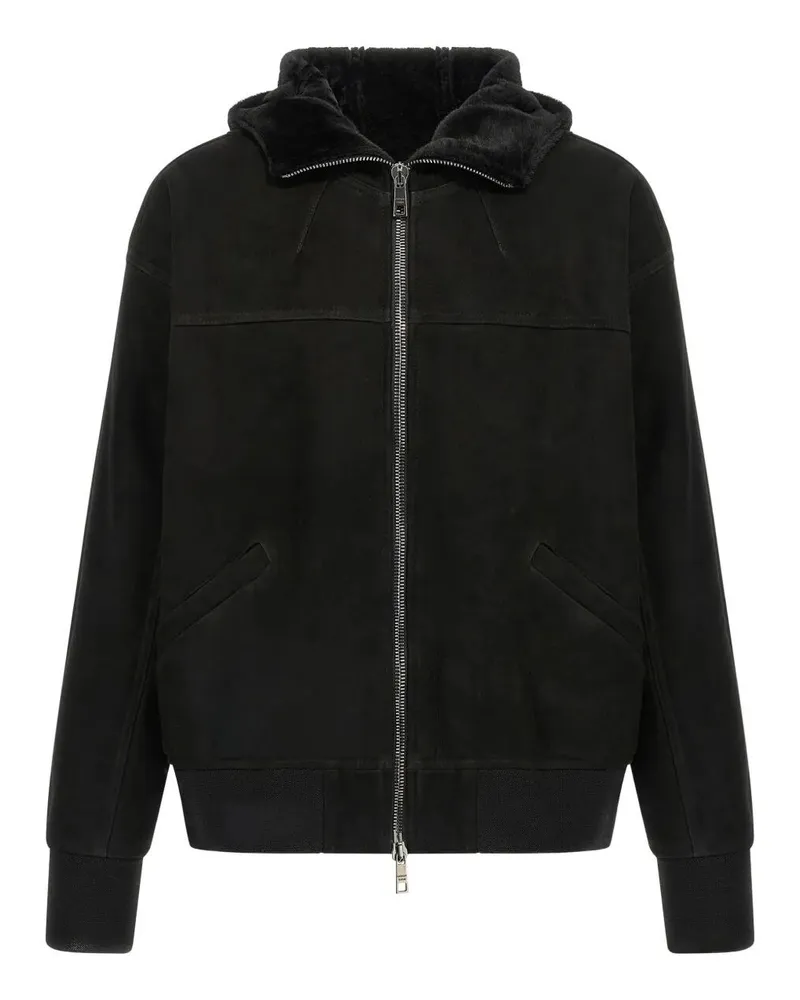Giorgio Brato Mutton Velour Oversized Hooded Sweatshirt Black