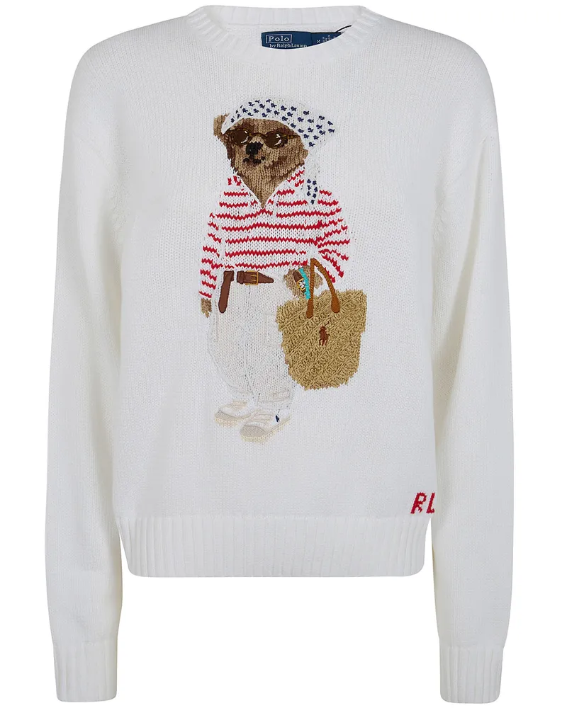 Ralph Lauren Sweater Round Neck Teddy Sweater White