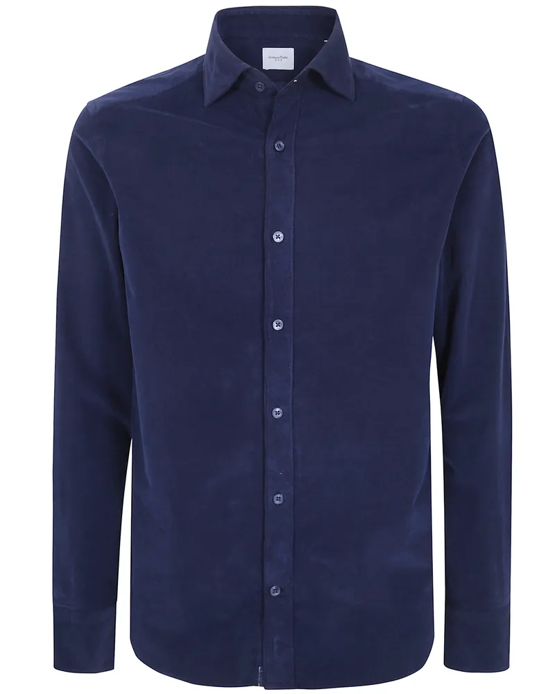 Tintoria Mattei Shirt Ribbed Small Rib Velvet Shirt Blue