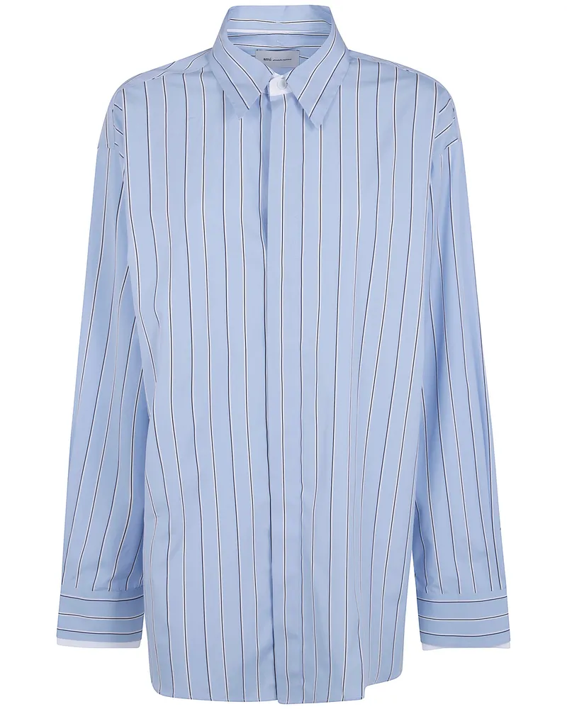 AMI Paris Shirt Double Sleeves "Ush863.Co0249 A232 Blue