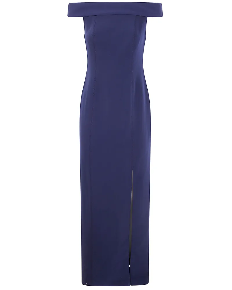 Ralph Lauren Adlar" Short Sleeves Gown Long Dress Blue