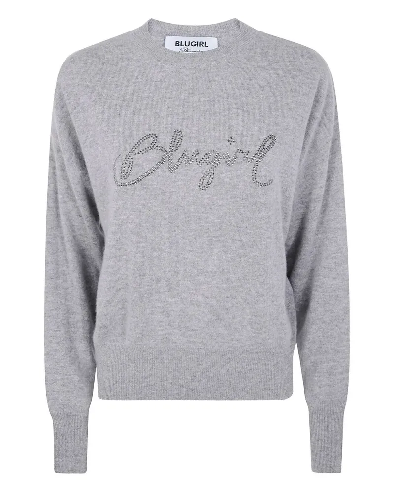 Blumarine Mix Cashmere Basic Sweater Gray