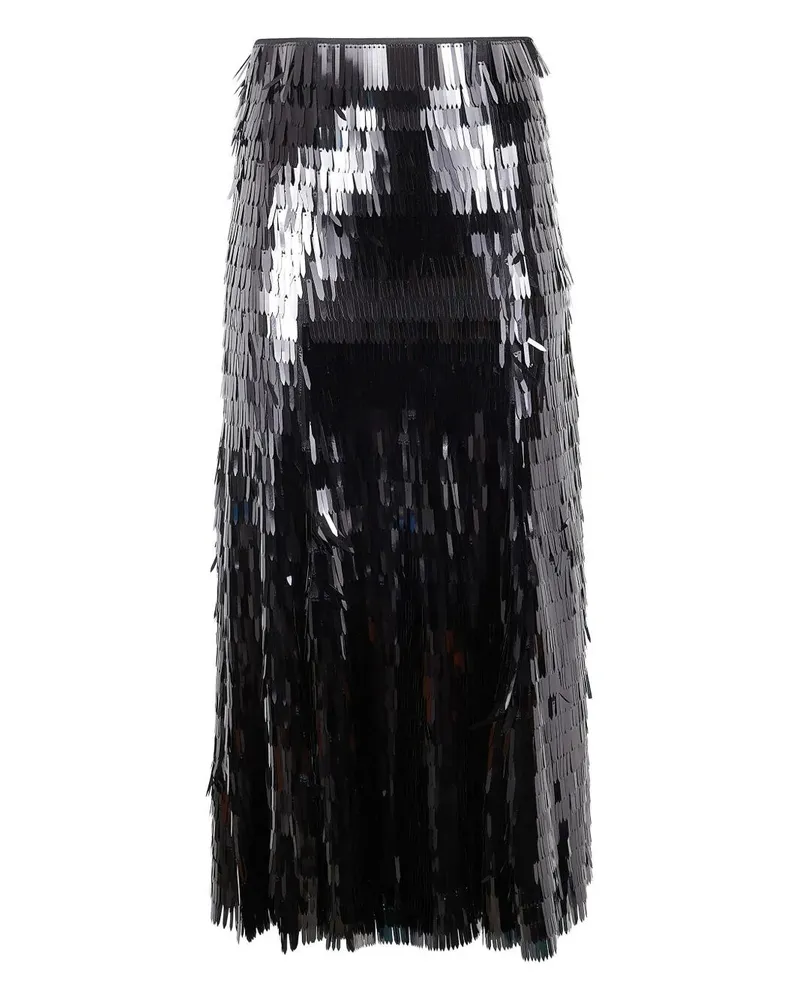 Self-Portrait Sequin Midi Skirt Black