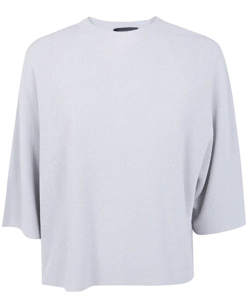 Fabiana Filippi Cropped Round Neck Sweater Gray