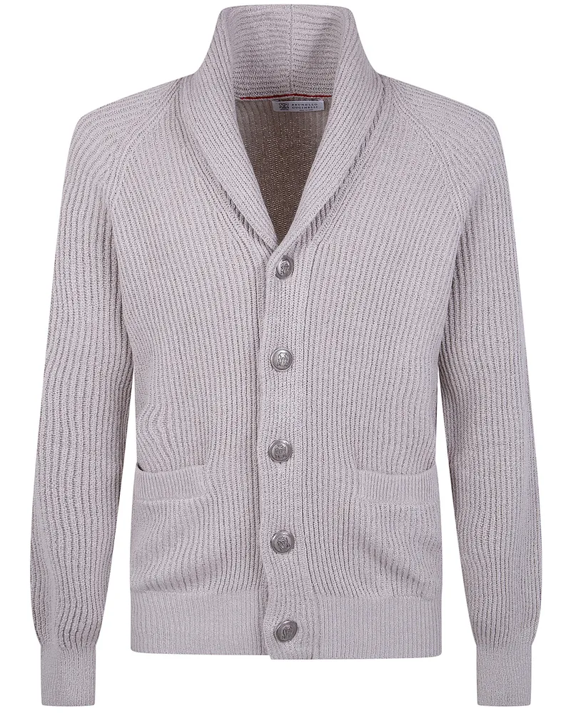Brunello Cucinelli Classic V Neck Cardigan Beige