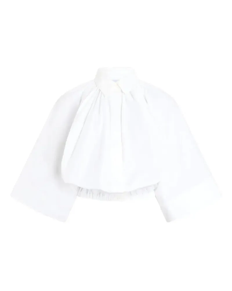 Patou Cropped Sleeves Volume Blouse White