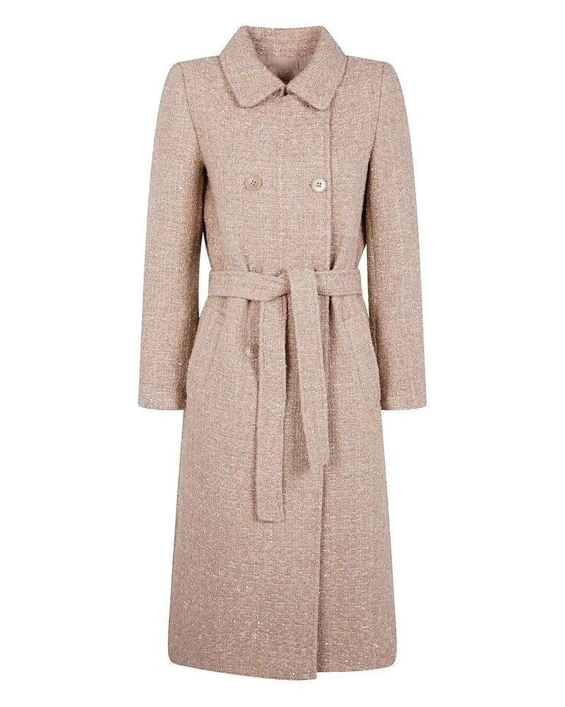 Twin-Set Boucle Coat With Belt Beige