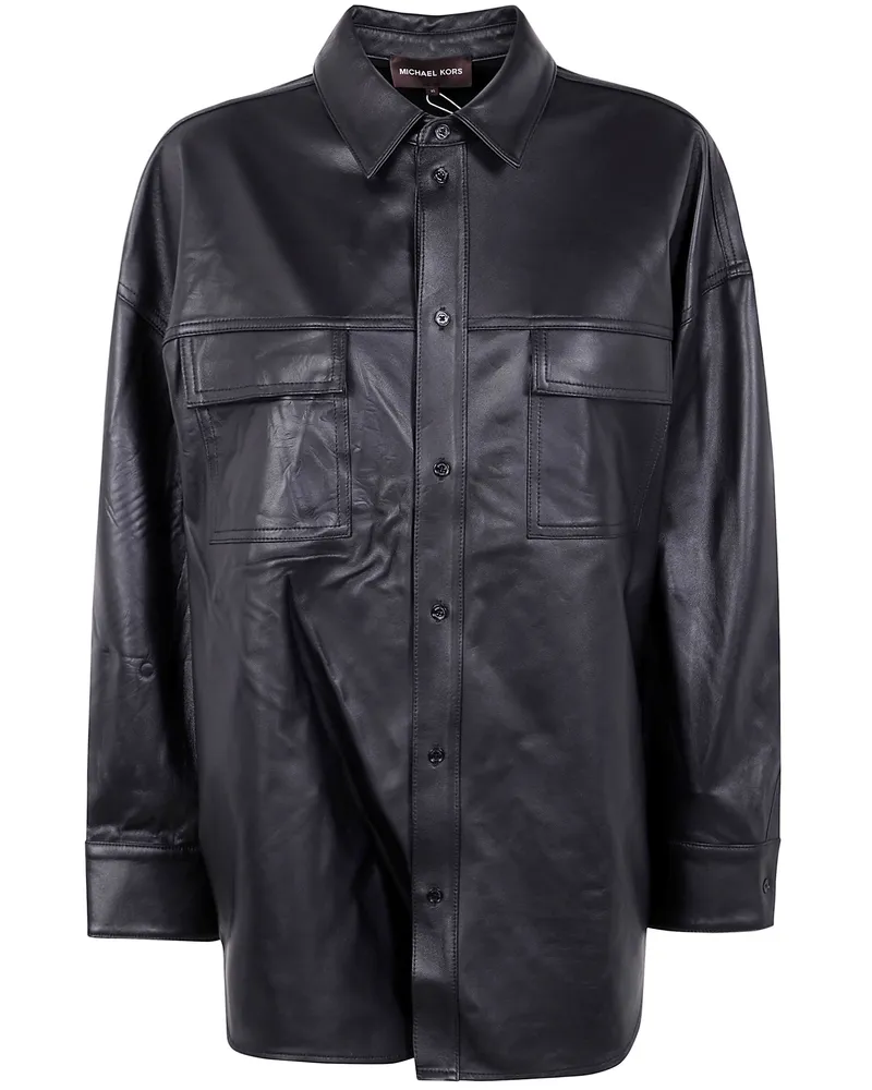 Michael Kors Unisex Oversized Leather Shirt By Michael Michael Black