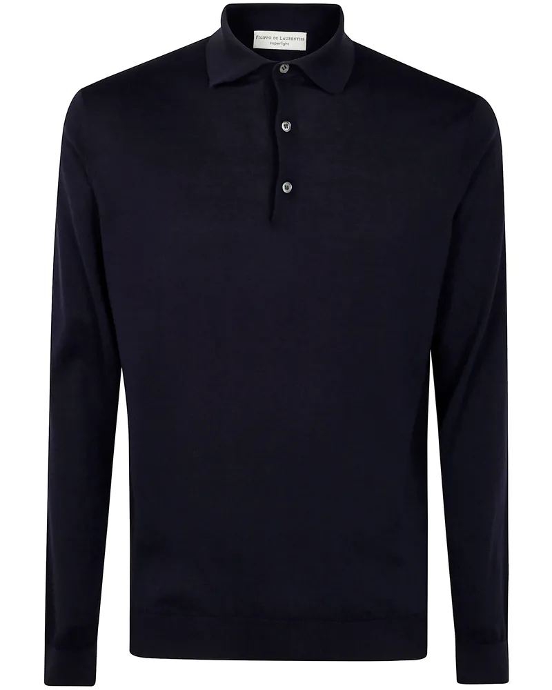 Filippo de Laurentiis Long Sleeves Polo Shirt Blue