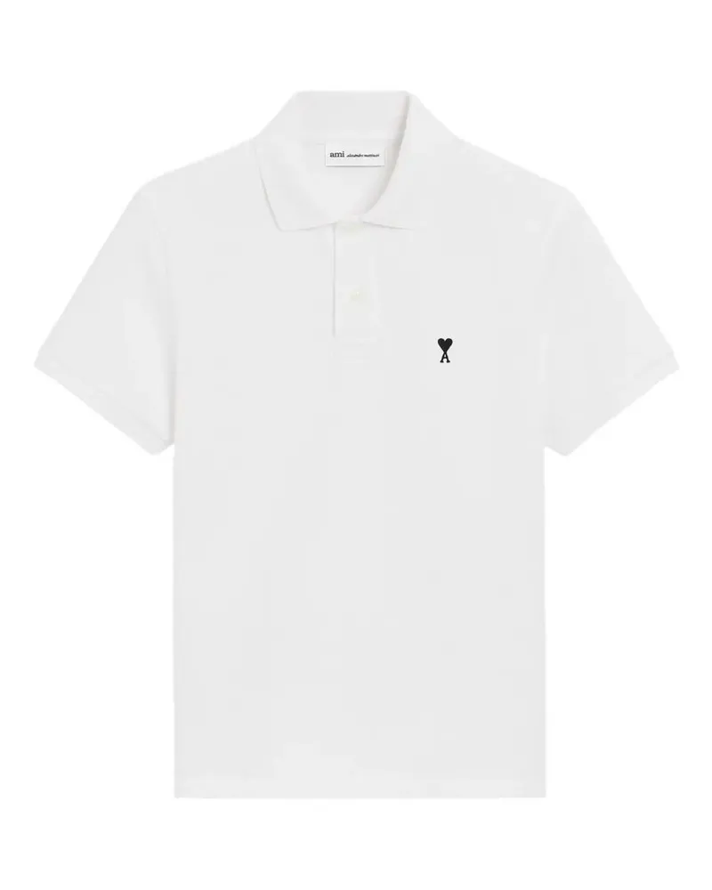 AMI Paris Contrasted "Ami De Coeur" Polo Shirt White