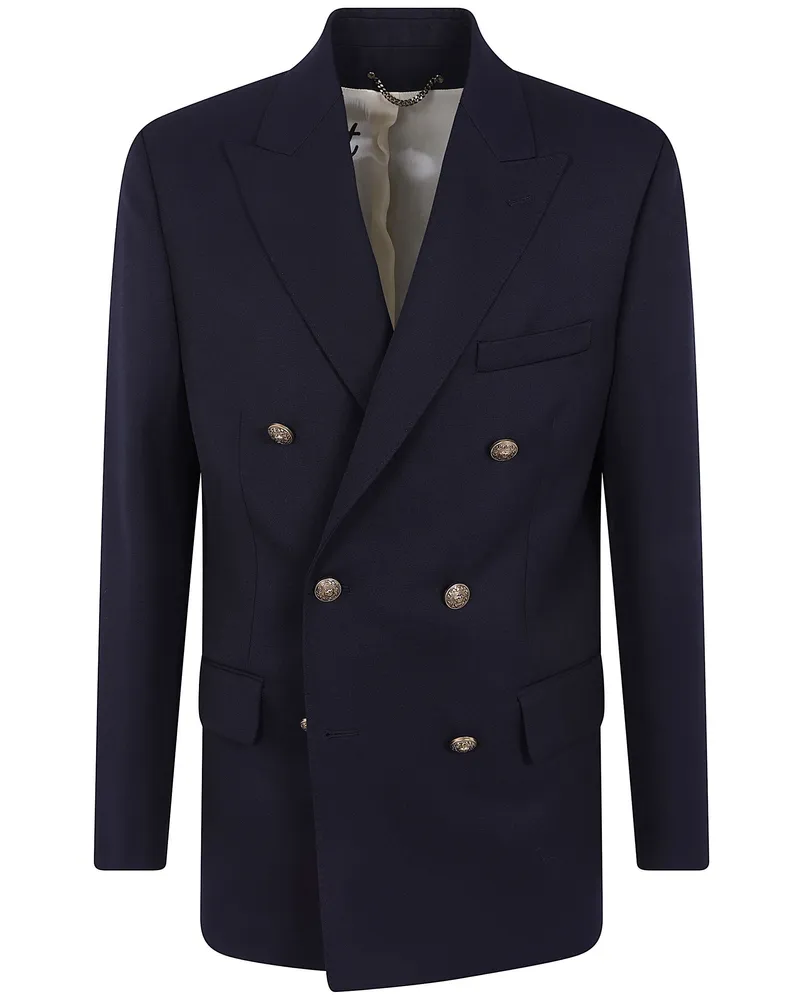 Golden Goose Coat Double Breasted Blazer "Golden M's Blue