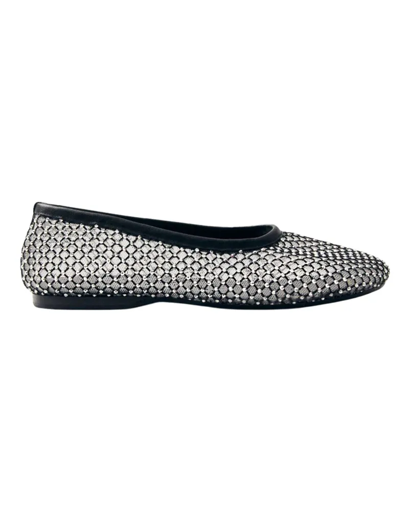 Alohas Lorain Mesh Glow Leather Ballet Flats Black