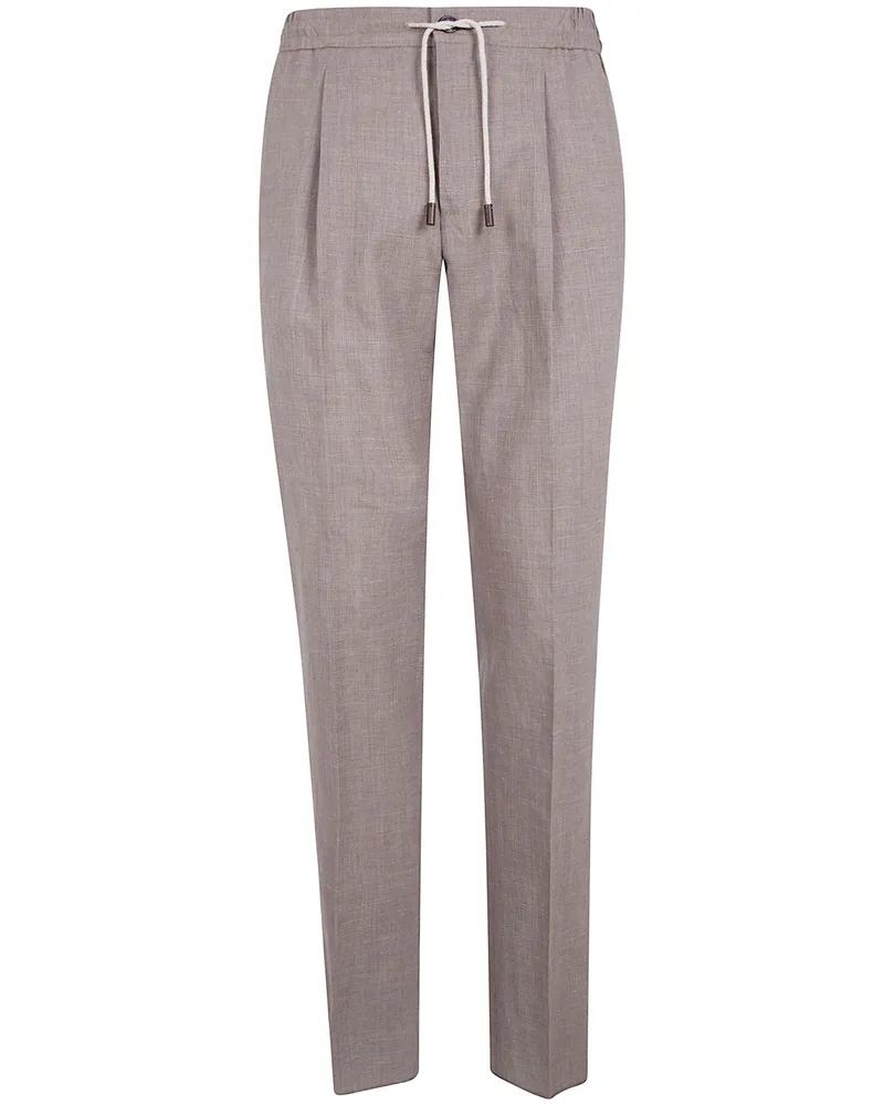 Incotex Elastic Coulisse Waist Chino Trousers Brown