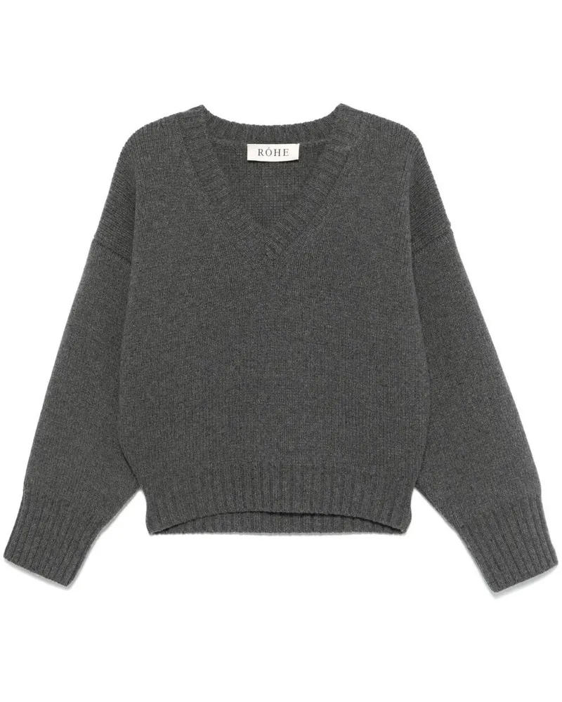 Róhe Sculptural Compact V-Neck Gray