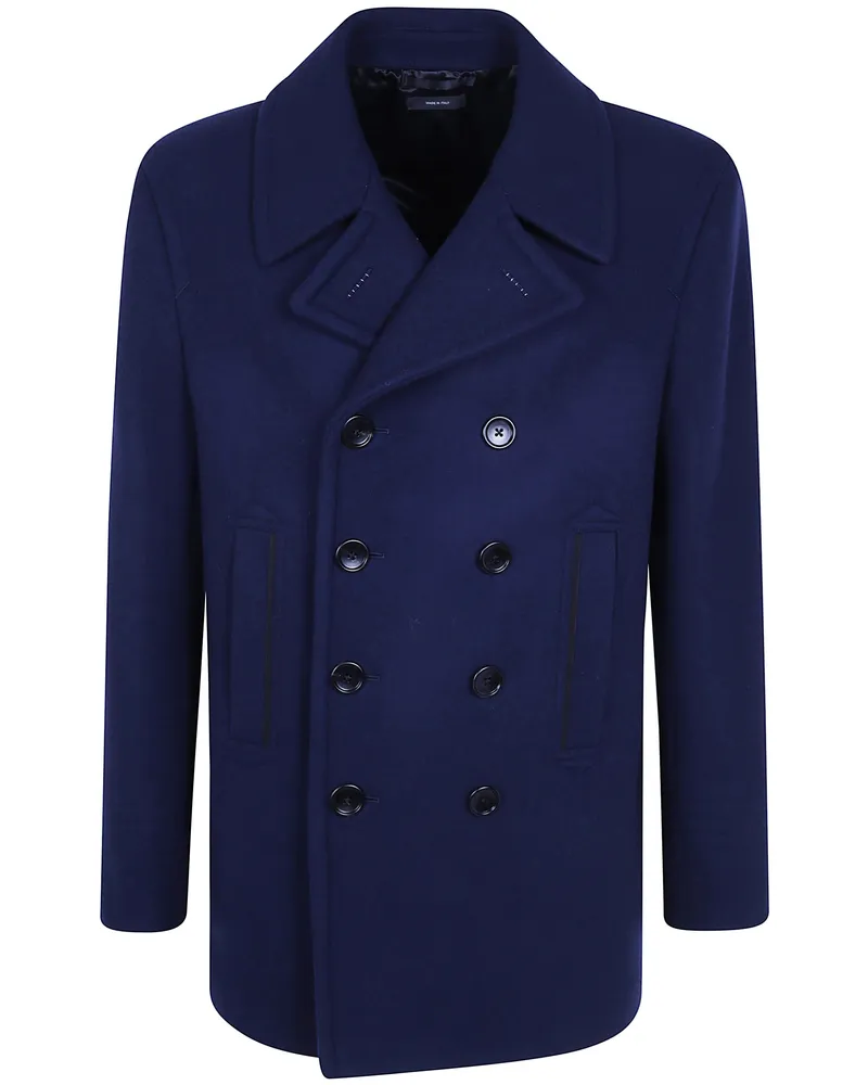 Tom Ford Coat Soft Felt Peacoat Blue