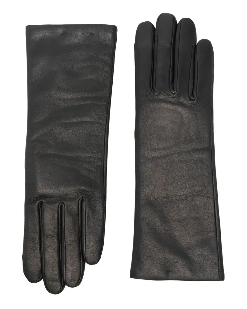 Agnelle Christina" Nappa Leather Cashmere Gloves Black