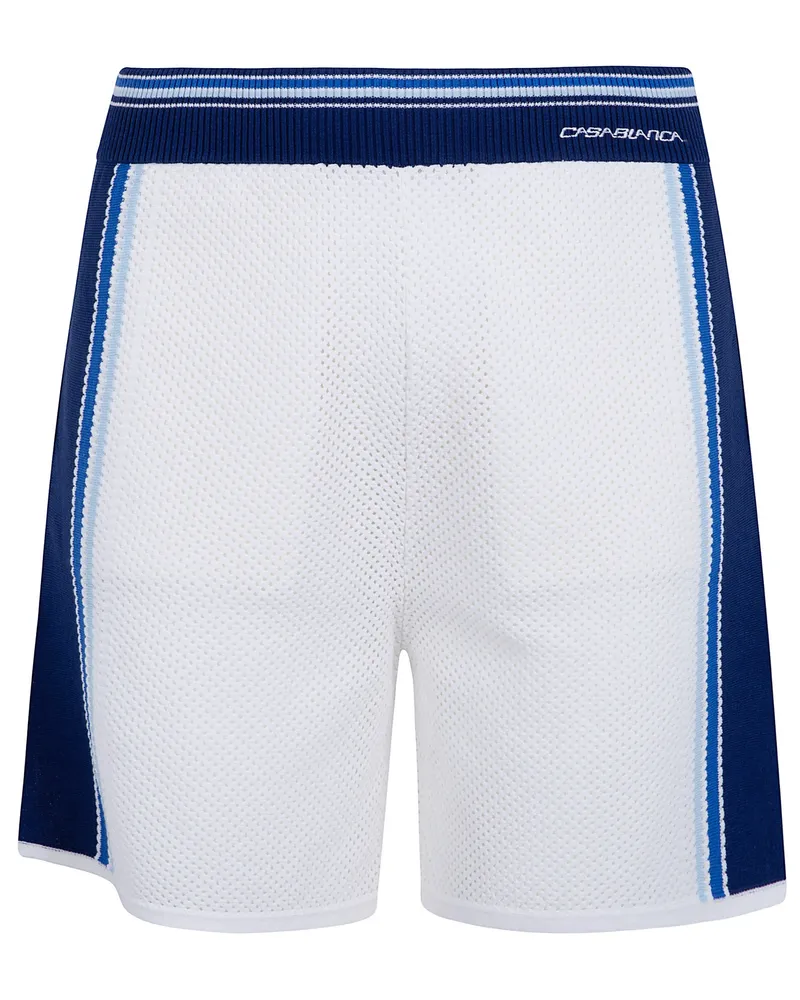 Casablanca Paris Mesh Stripes Shorts White
