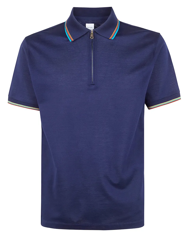Paul Smith Mens Polo Shirt Str Detail Blue