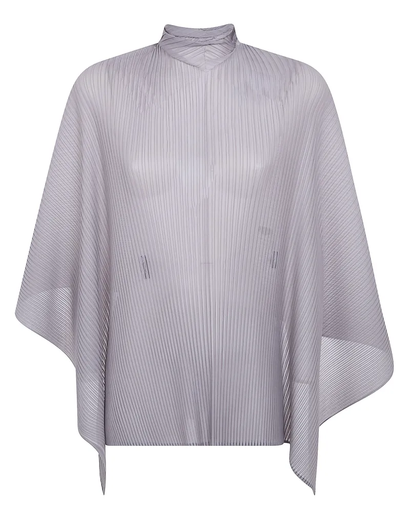 Issey Miyake Sheer Scarf Pleats Shirt Gray