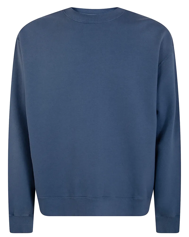 Golden Goose Boxi Sweatshirt Faded Cotton Fleece Logo Patch Blue