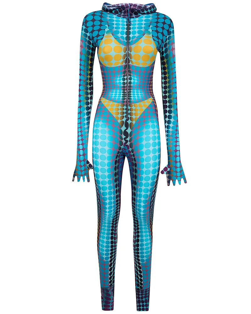 Jean Paul Gaultier Re-Edition: Jumpsuit" High Neck With Long Sleeves Blue