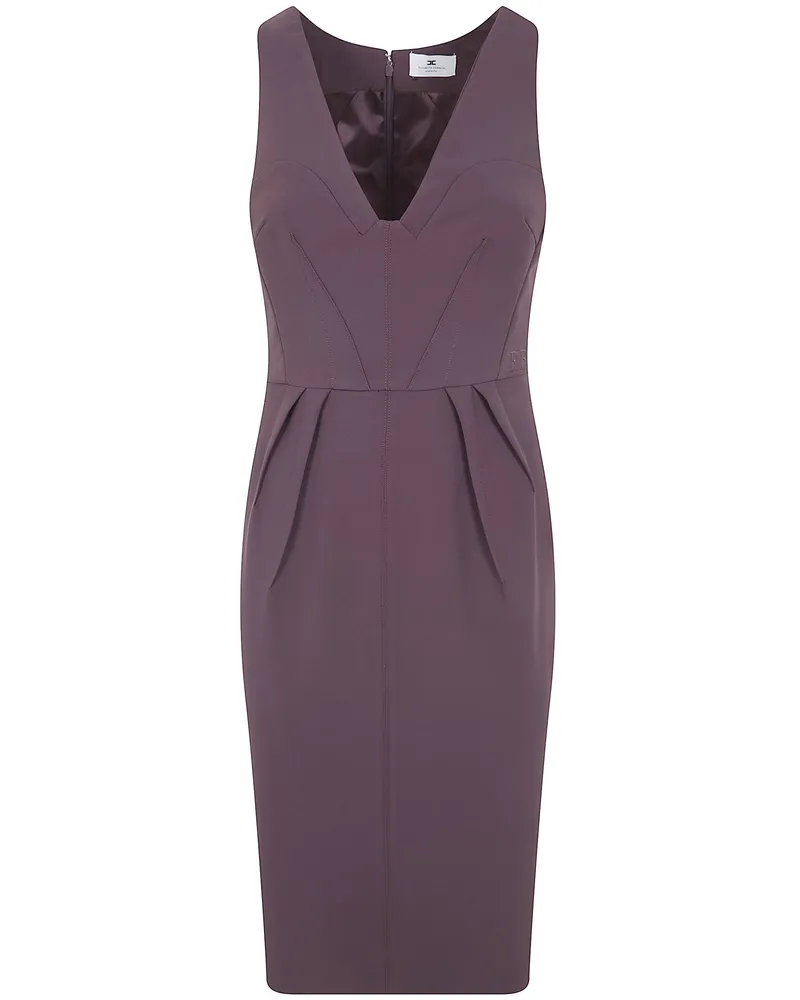 Elisabetta Franchi Midi Evening Dress Brown