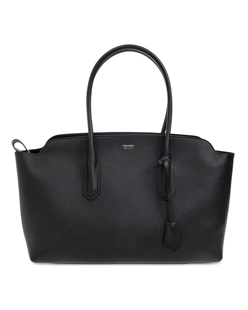 Tom Ford Natural Grain Leather Large Shoulder Bag Black