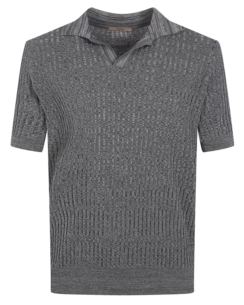 Nuur Short Sleeved Polo Neck Mouline T-Shirt Green