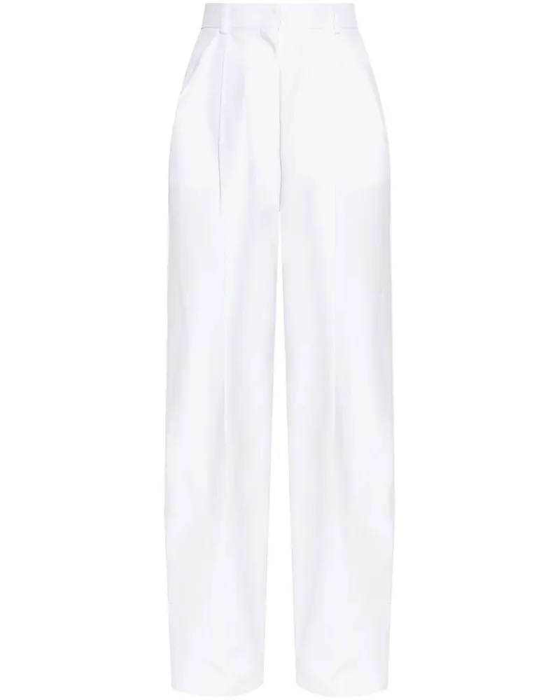Max Mara Leone Pences Cotton Trousers White