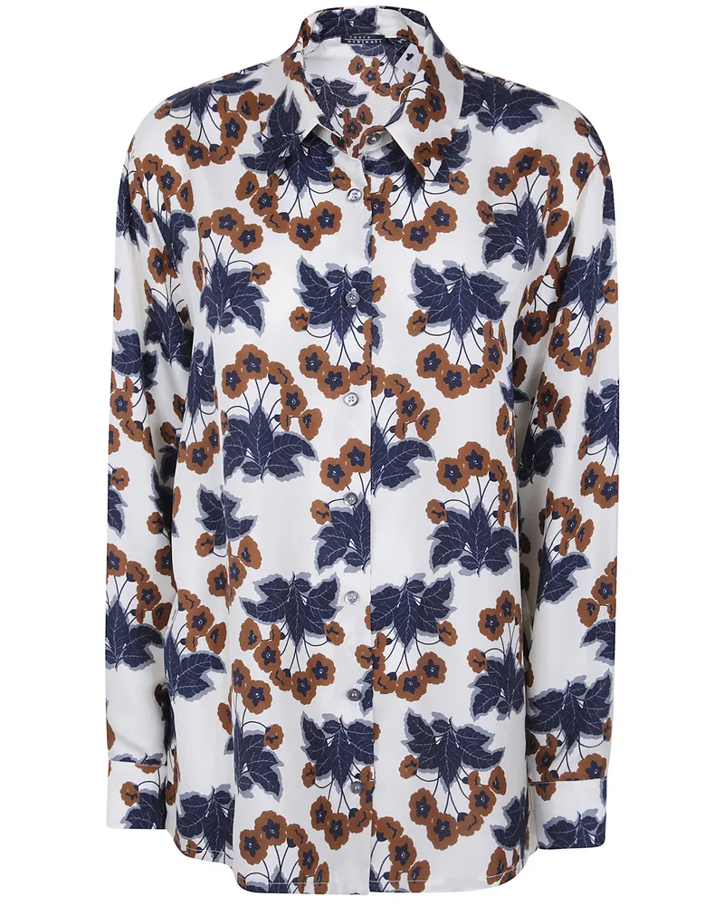 Laura Urbinati Shirt Flower Print "Flower Print Oversized Shirt Gray