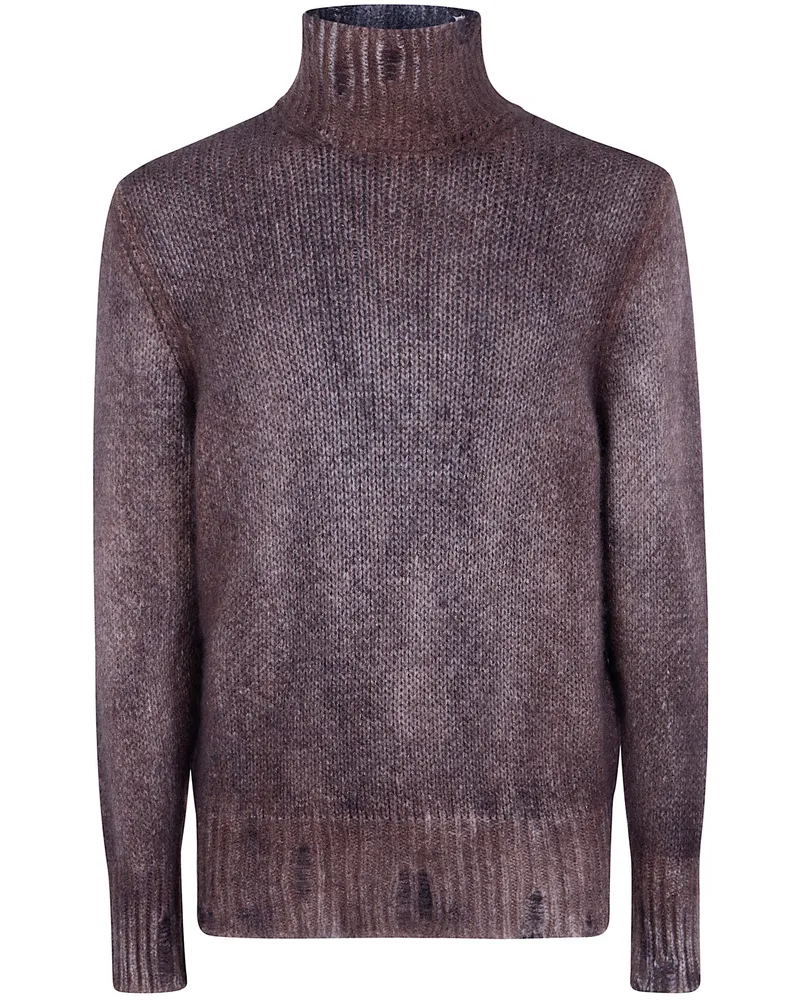 Avant Toi Sweater High Neck "Hand Painted Cashmere And Silk Brown