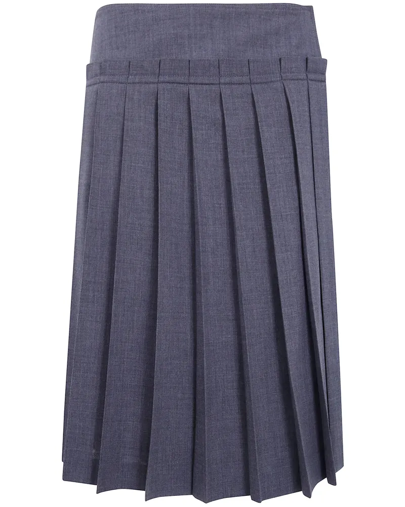 AMI Paris Midi Pleated Skirt Gray