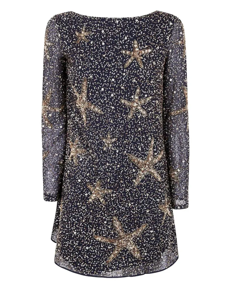 RIXO Ilse" Dress Starfish Embellishment Navy Blue