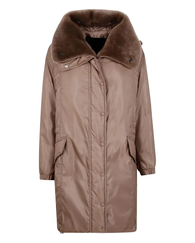 BLANCHA Straight "Merino Shearling" And Nylon Fabric Parka Gray