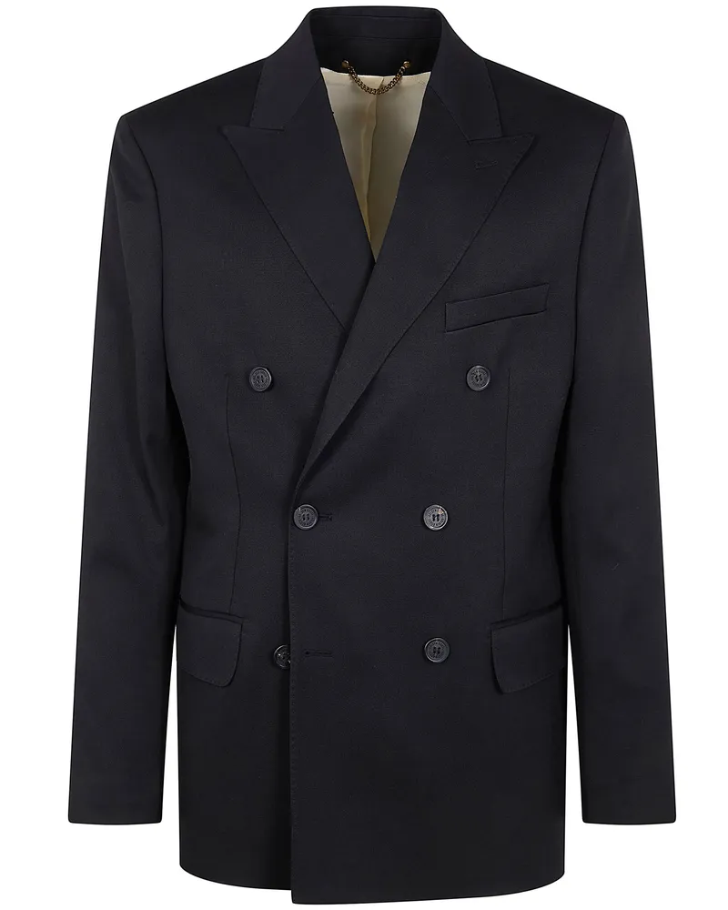 Golden Goose Golden M`S" Double Breasted Blazer Light Dry Wool Gabard Black