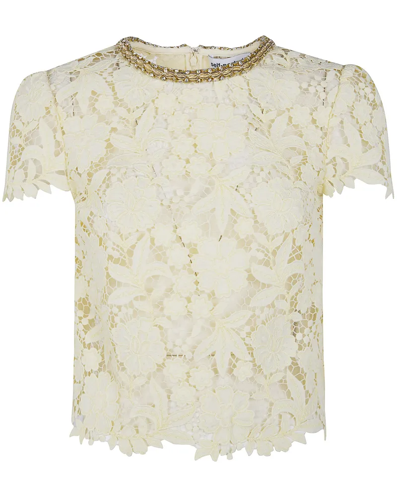 Self-Portrait Yellow Lace Top Yellow