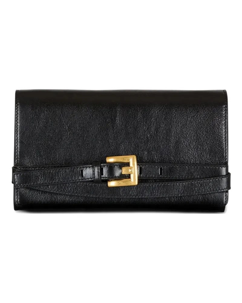 Balmain Shuffle" Wallet On Chain Crinkled Leather Black