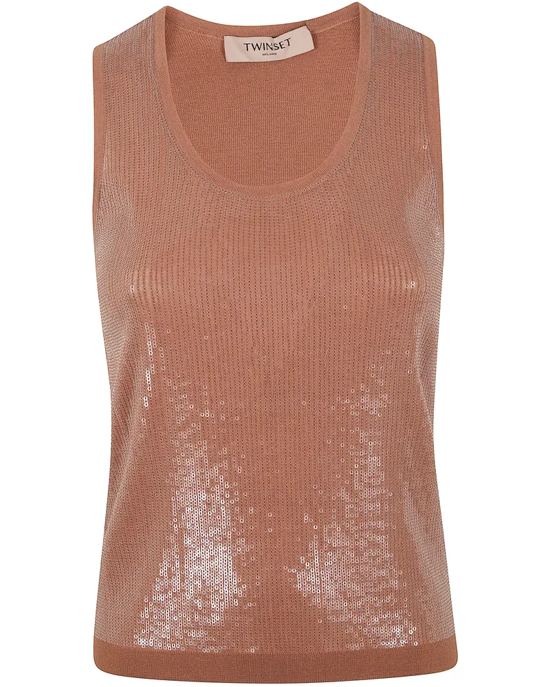 Twin-Set Round Neck Tank Top Brown