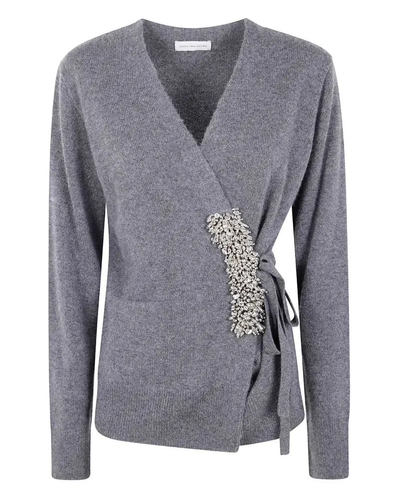 Dries van Noten Tiah Emb 2704' Embrodery Cardigan Gray